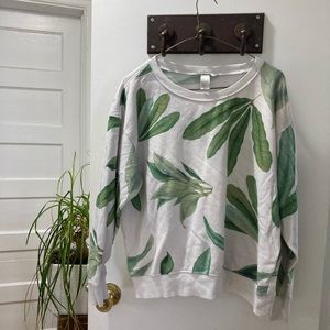 H&M L light grey tropical print sweatshirt
